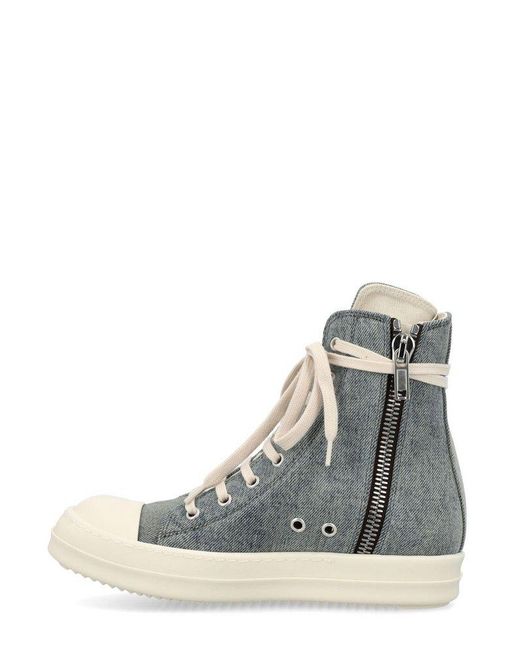 Rick Owens Blue Lace-up High-top Sneakers