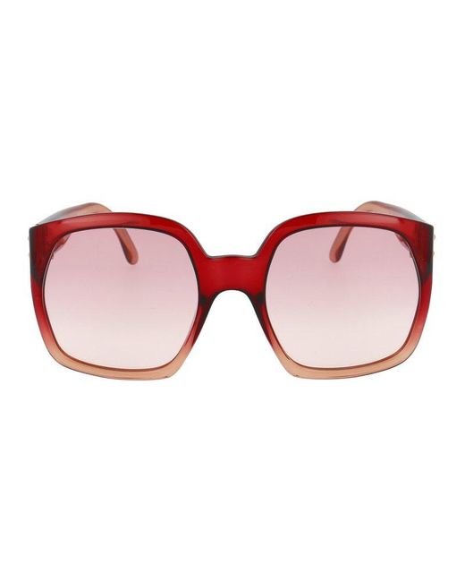 Fendi Red Oversized Square Frame Sunglasses