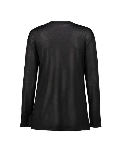 Lemaire Black Long Sleeve Silk T-Shirt