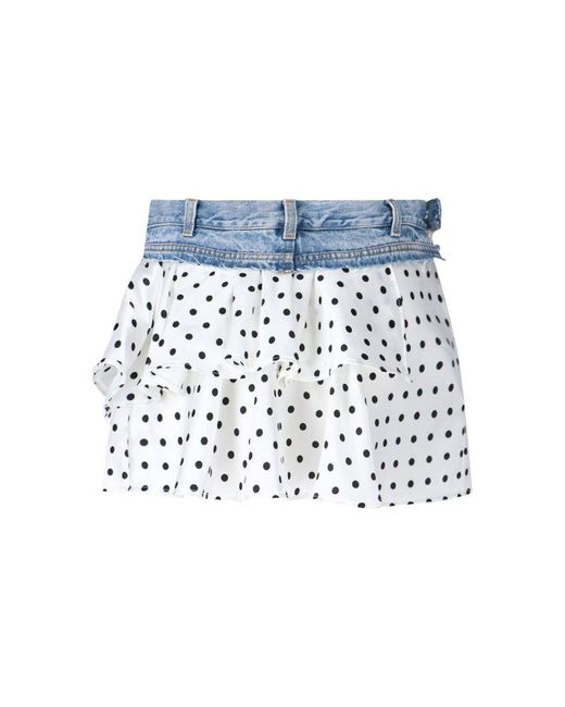 ALL-IN Blue Polka Dot Ruffle Mini Skirt