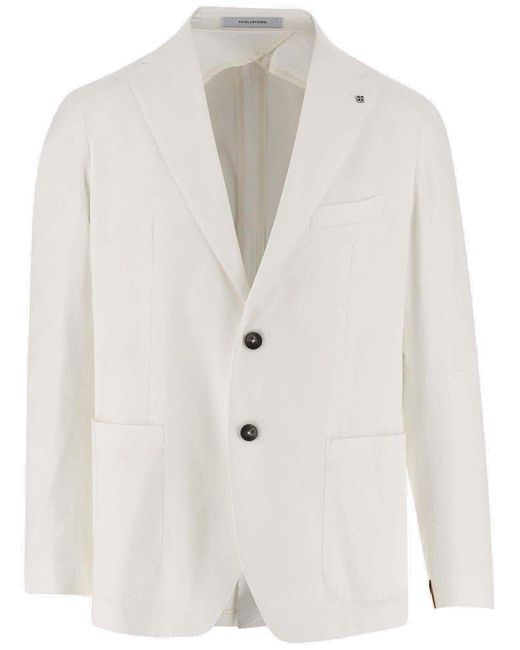 Tagliatore White Single-Breasted Stretch Cotton Jacket for men