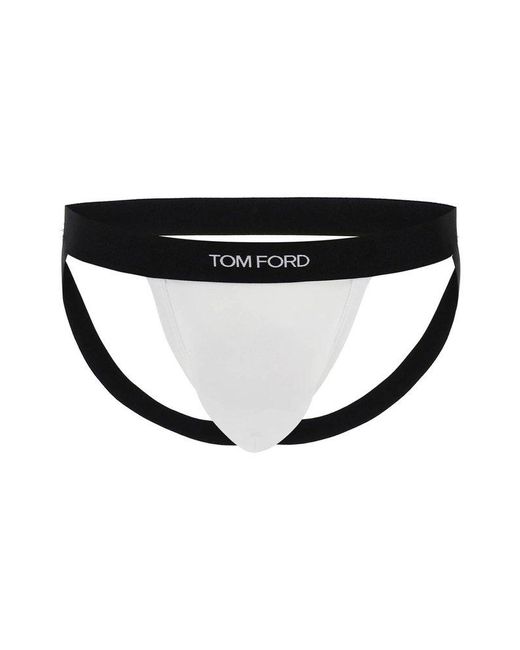 Tom Ford Black Logo Band Jockstrap With Slip for men