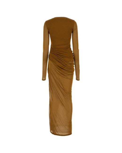 Saint Laurent Natural Long Draped Dress