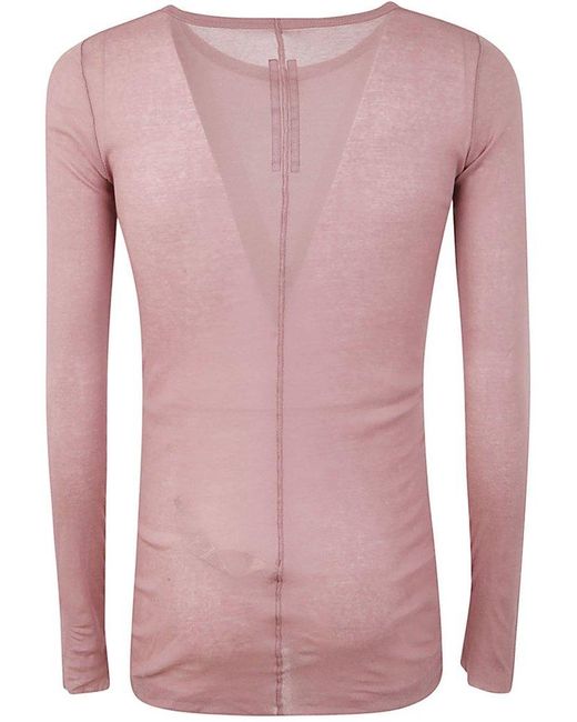 Rick Owens Pink Rib Long Sleeves T-shirt Clothing for men