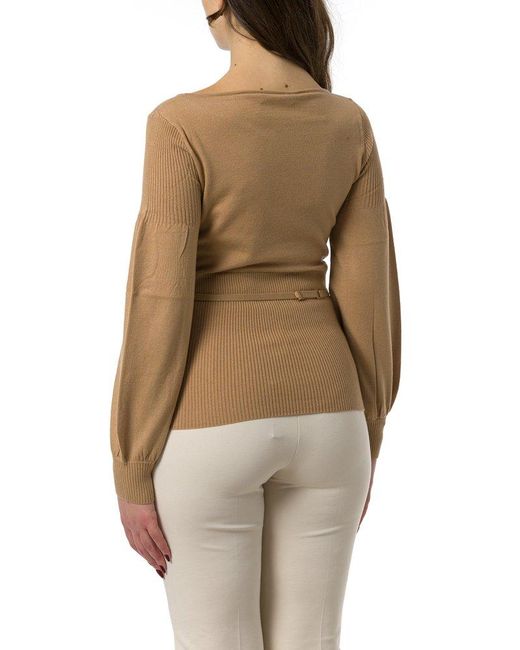 Twinset Natural Belted Crewneck Jumper