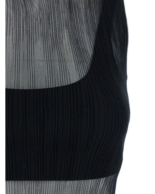 Jonathan Simkhai Black Layered Semi Sheer Tech Top