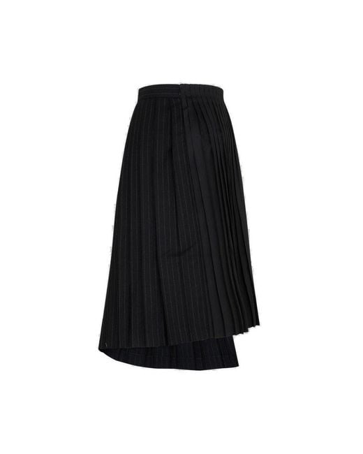 Sacai Black Acai Wool Mix Chalk Stripe Skirt