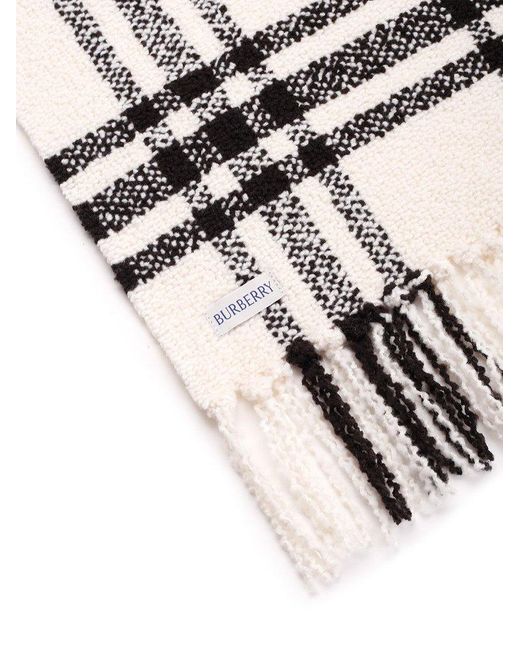 Burberry White Brushed Wool Scarf