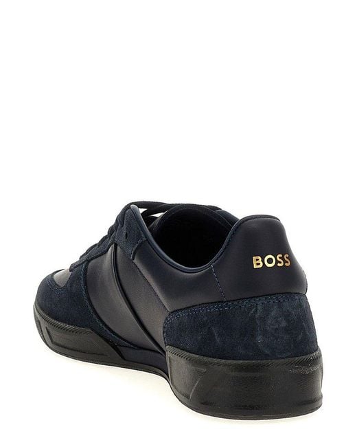 Boss Black Logo Embossed Lace-Up Sneakers for men