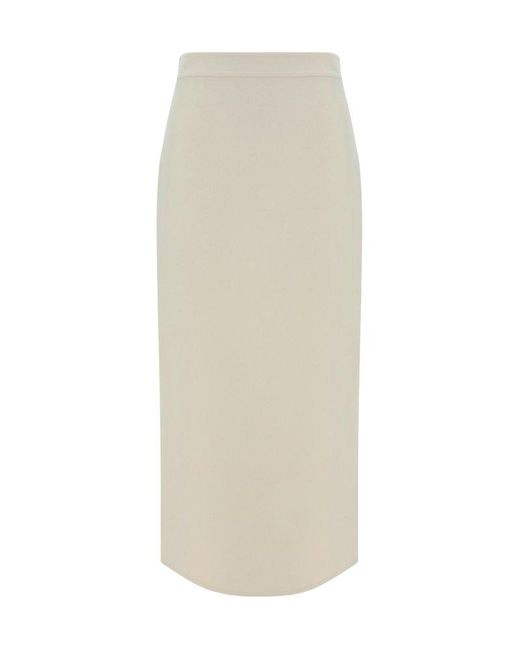 Valentino White Panel Slit Midi Skirt