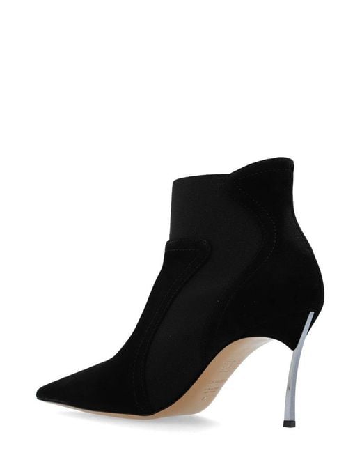 Casadei Black Pointed-Toe Heeled Ankle Boots