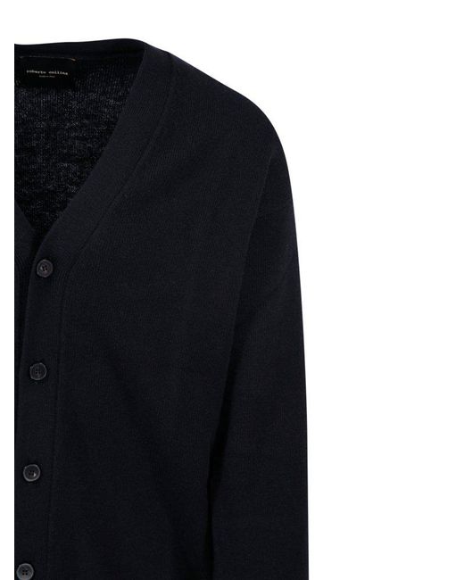 Roberto Collina Blue V-neck Long Sleeved Cardigan for men