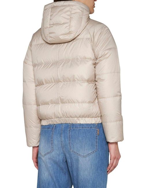 Brunello Cucinelli Natural Hooded Quilted Nylon Down Jacket