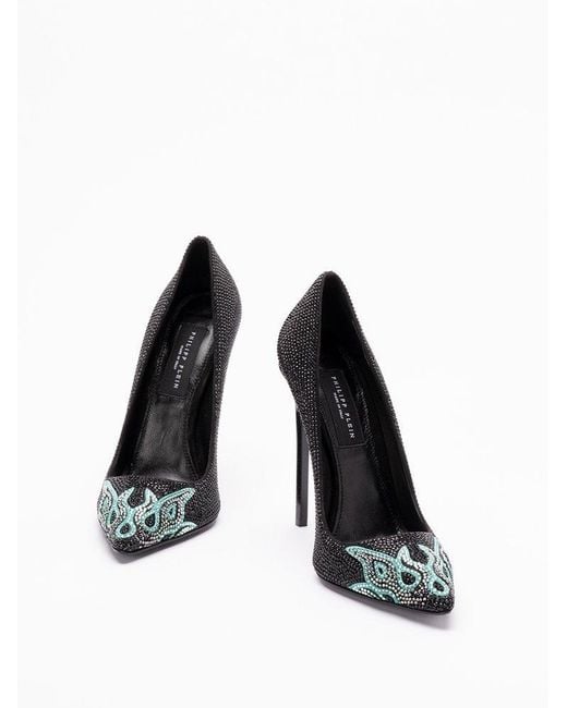 Philipp Plein Black Embellished Stiletto Pumps