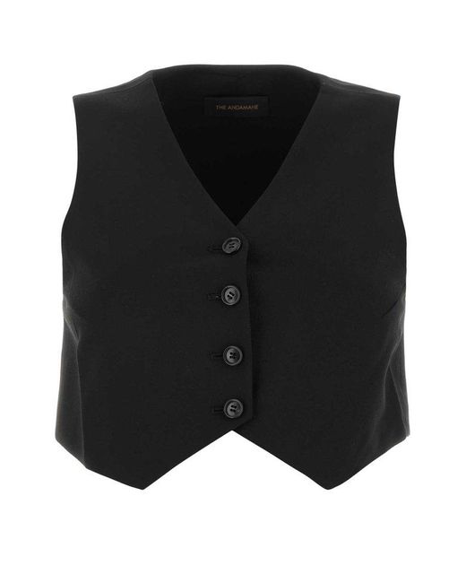 ANDAMANE Black Buttoned Vest Jacket