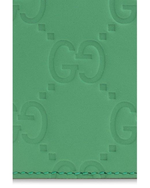 Gucci Green gg Logo-debossed Leather Wallet for men