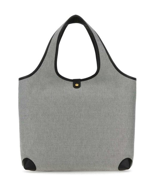 Balmain Gray Two-tone Canvas B-army Shopping Bag