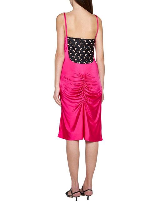 MARINE SERRE Pink Regenerated Jersey Dress