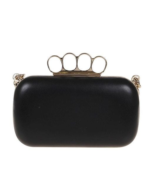 Alexander McQueen Black Finger-ring Handle Clutch Bag