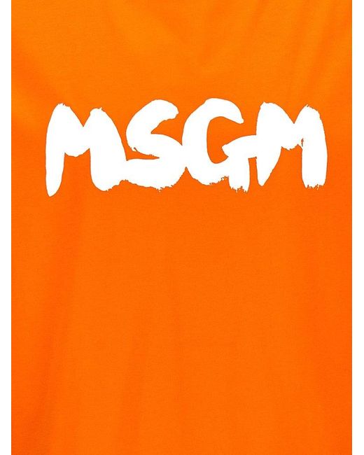 MSGM Orange Logo T-shirt for men