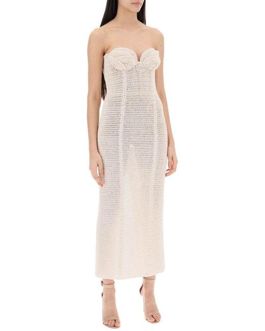 Magda Butrym White Crochet Maxi Dress In Seven