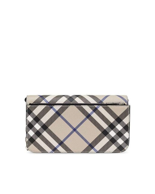 Burberry Gray Checked Chain-Linked Wallet
