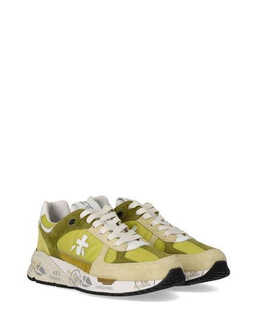 Premiata Green Mased Lace-Up Sneakers