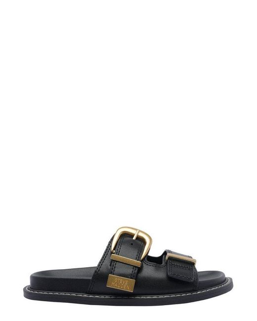 Steve Madden Black Arch Buckle Detailed Slides