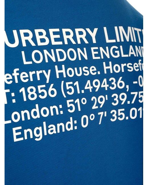 Burberry Blue Location-printed Crewneck Sweatshirt for men