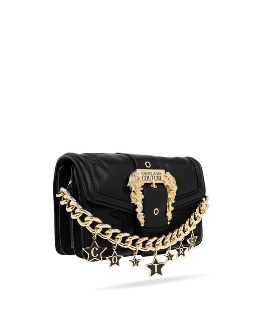 Versace Black Shoulder Bag With Decorative Buckle