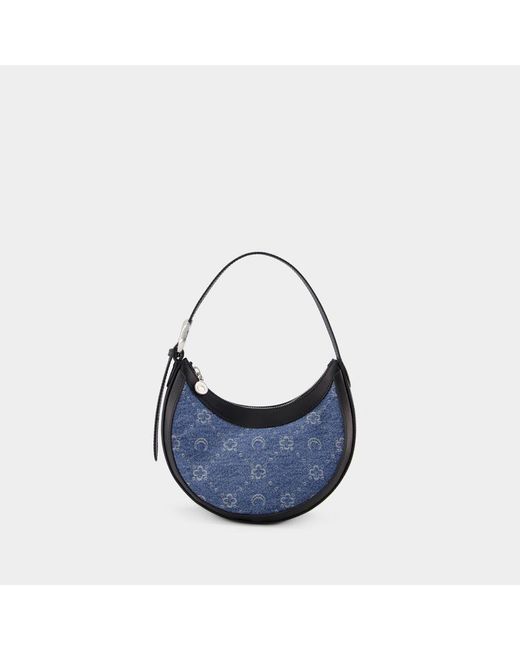 MARINE SERRE Blue Moonogram Zipped Small Shoulder Bag