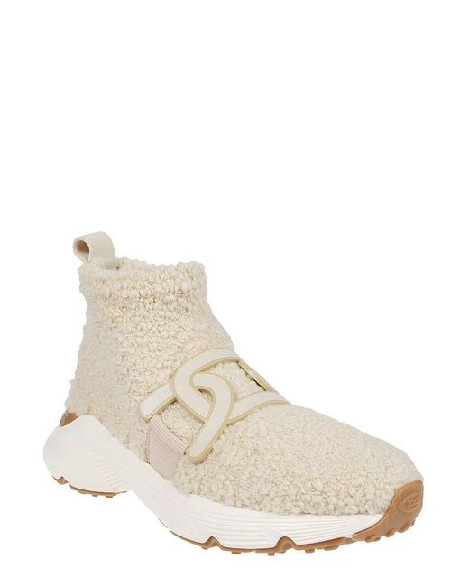 Tod's Natural Shearling Logo-plaque Slip-on Trainers