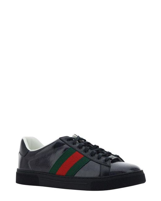 Gucci Black Ace GG Embellished Sneakers for men