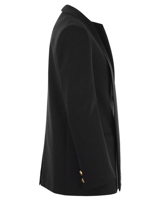 Elisabetta Franchi Black Double-Breasted Crêpe Jacket With Scarf