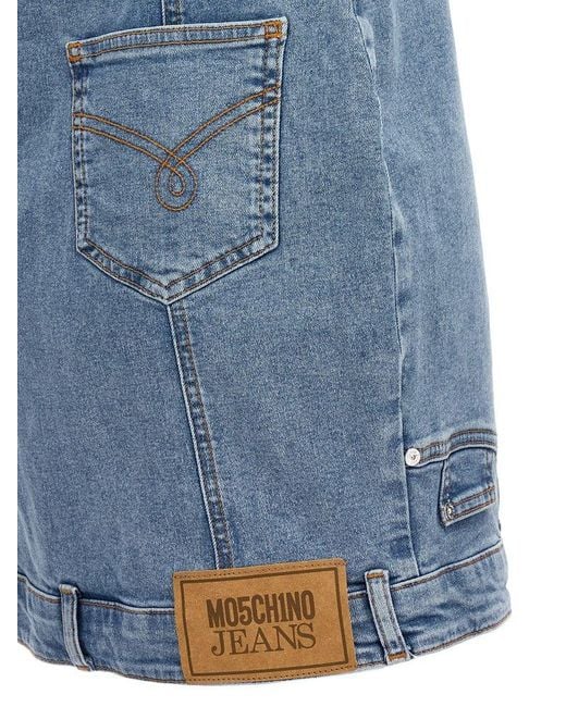 Moschino Blue Off-The-Shoulder Denim Dress