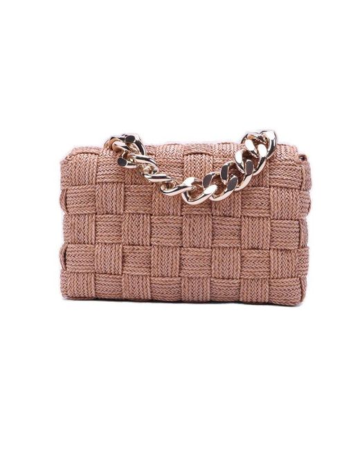 Casadei Pink Braided Chain-linked Shoulder Bag