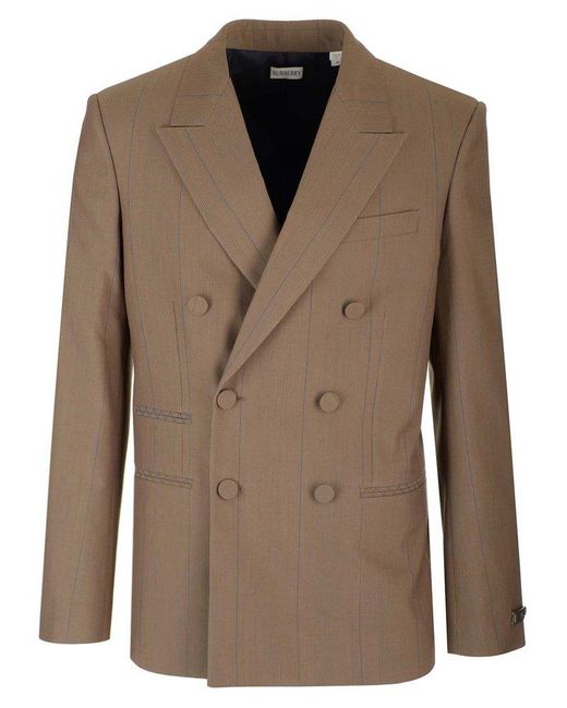 Burberry Brown Double Breasted Tailored Blazer for men