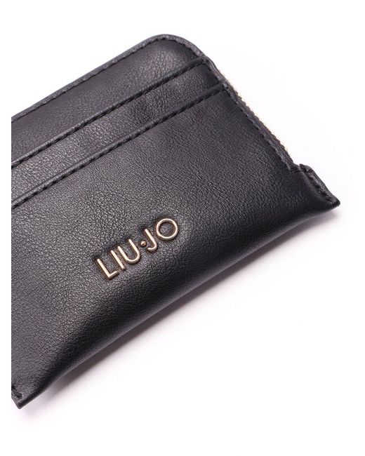 Liu Jo Black Logo-plaque Zipped Wallet