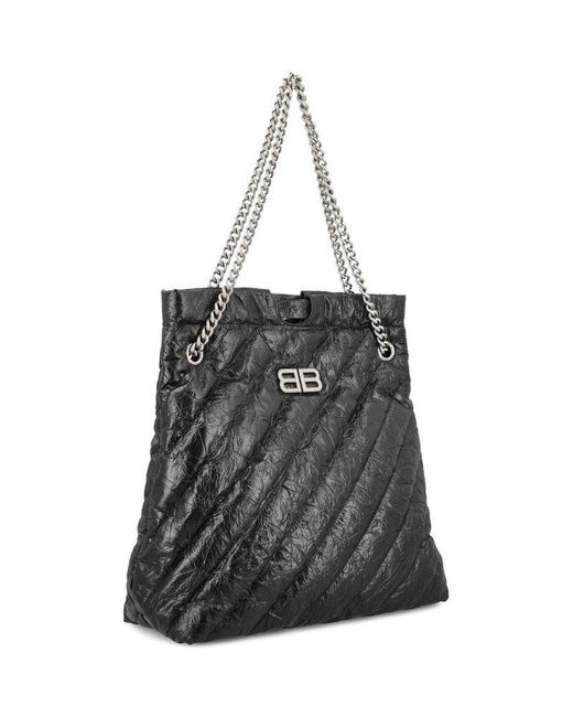Balenciaga Black Crush Quilted Medium Tote Bag