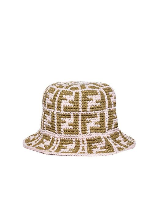 Fendi Ff Woven Raffia Bucket Hat - Save 