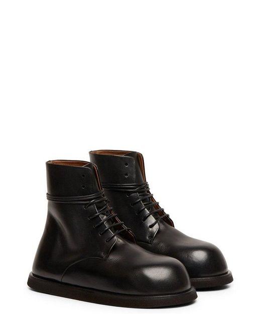 Marsèll Black Round-toe Lace-up Ankle Boots