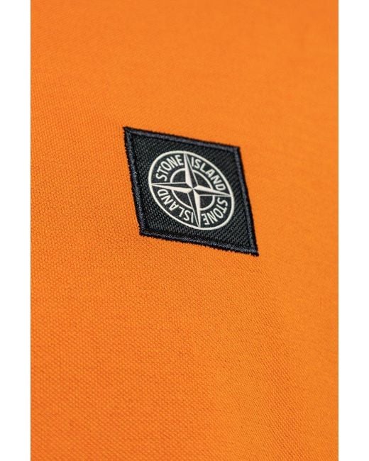 Stone Island Orange Polo With Logo Patch, for men
