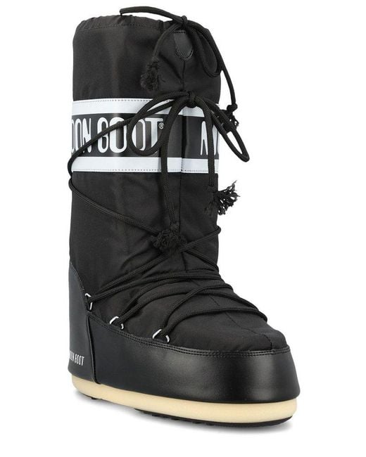 Moon Boot Black Logo Detailed Lace-up Boots