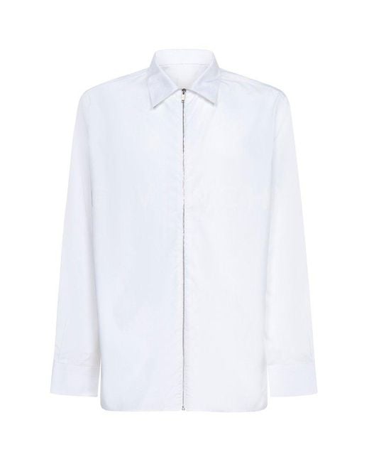 Givenchy Zip-up Long Sleeved Shirt in White for Men | Lyst