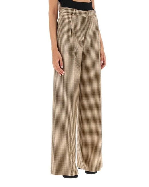 MSGM Natural Wide Leg Pants With Check Motif