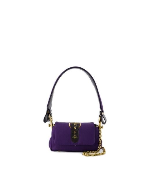 Vivienne Westwood Purple Hazel Orb Plaque Small Shoulder Bag