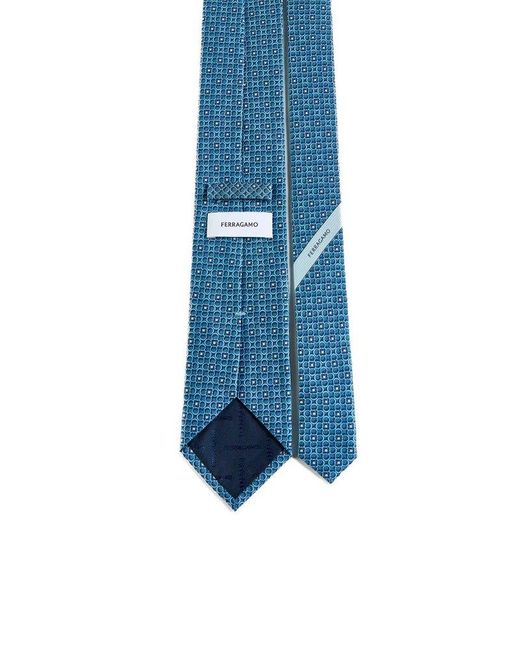 Ferragamo Blue Micro Pattern Printed Tie for men