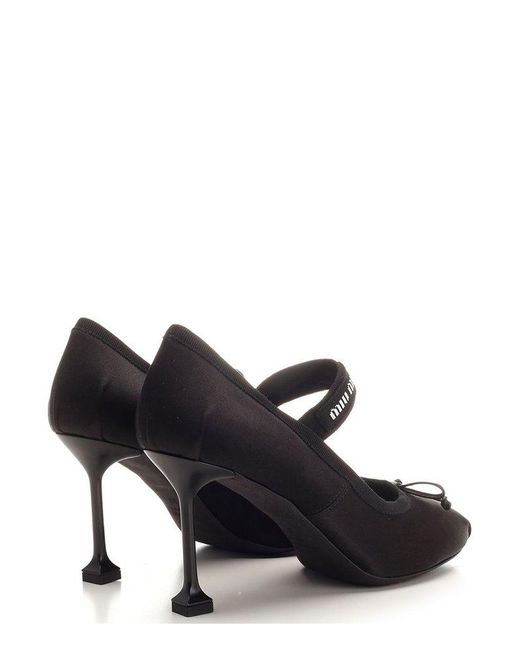 Miu Miu Bow-detailed Ballet Pumps in Black | Lyst