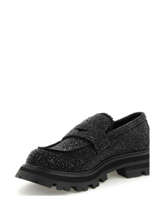 Alexander McQueen Black Embellished Slip-on Chunky Loafers