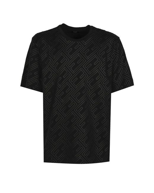 Fendi Black T-shirt With Ff Motif for men